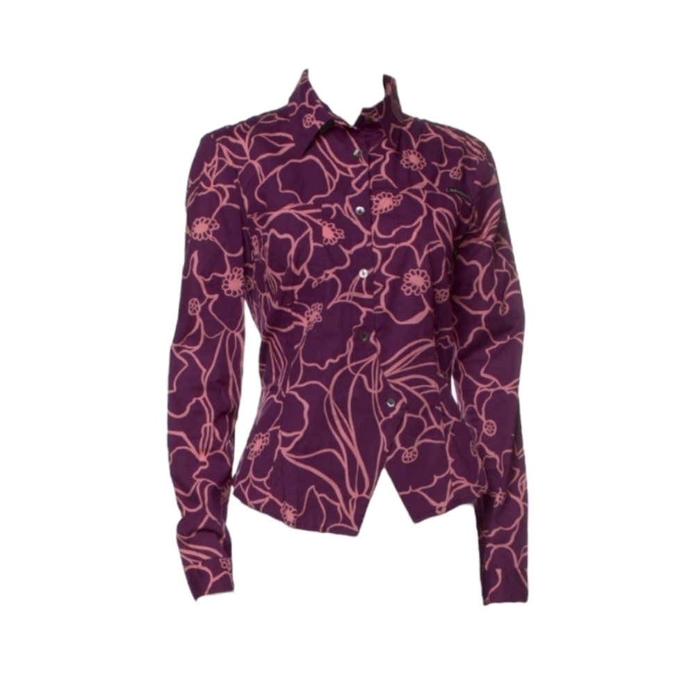 Dolce & Gabbana Purple Flower Print Button-down Shirt